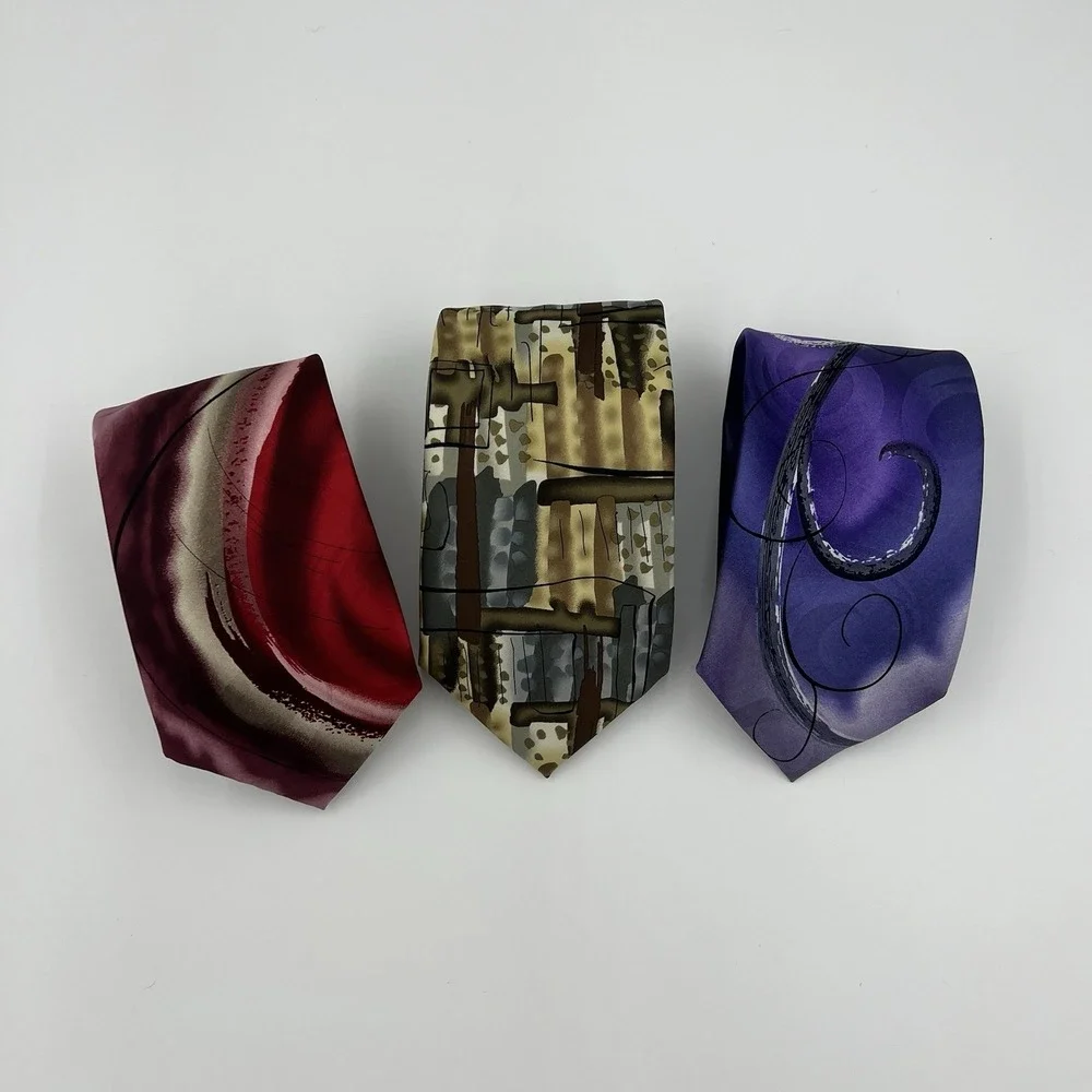 J Garcia Silk/polyester Abstract Pattern‎ Neckties Set of 3